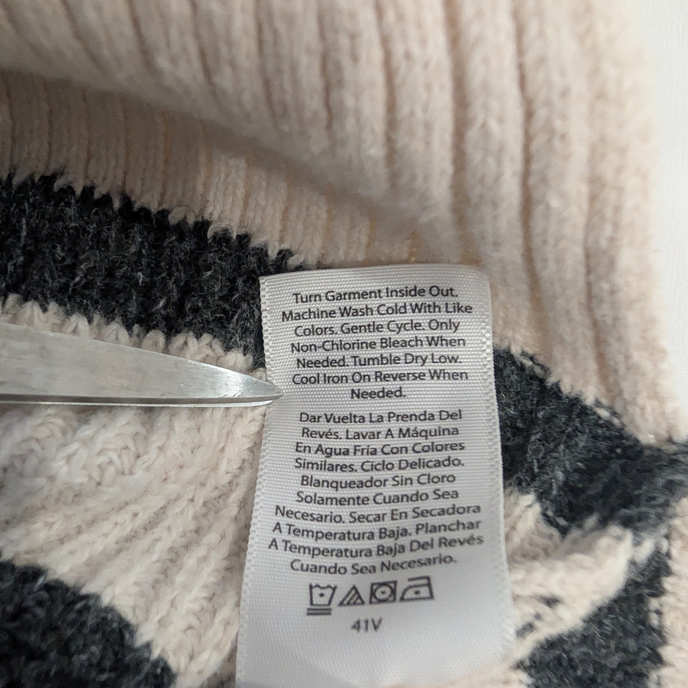Free Assembly Unisex Half Zip Sweater Size Small Chunky Knit Black Stripes - Picture 5 of 12